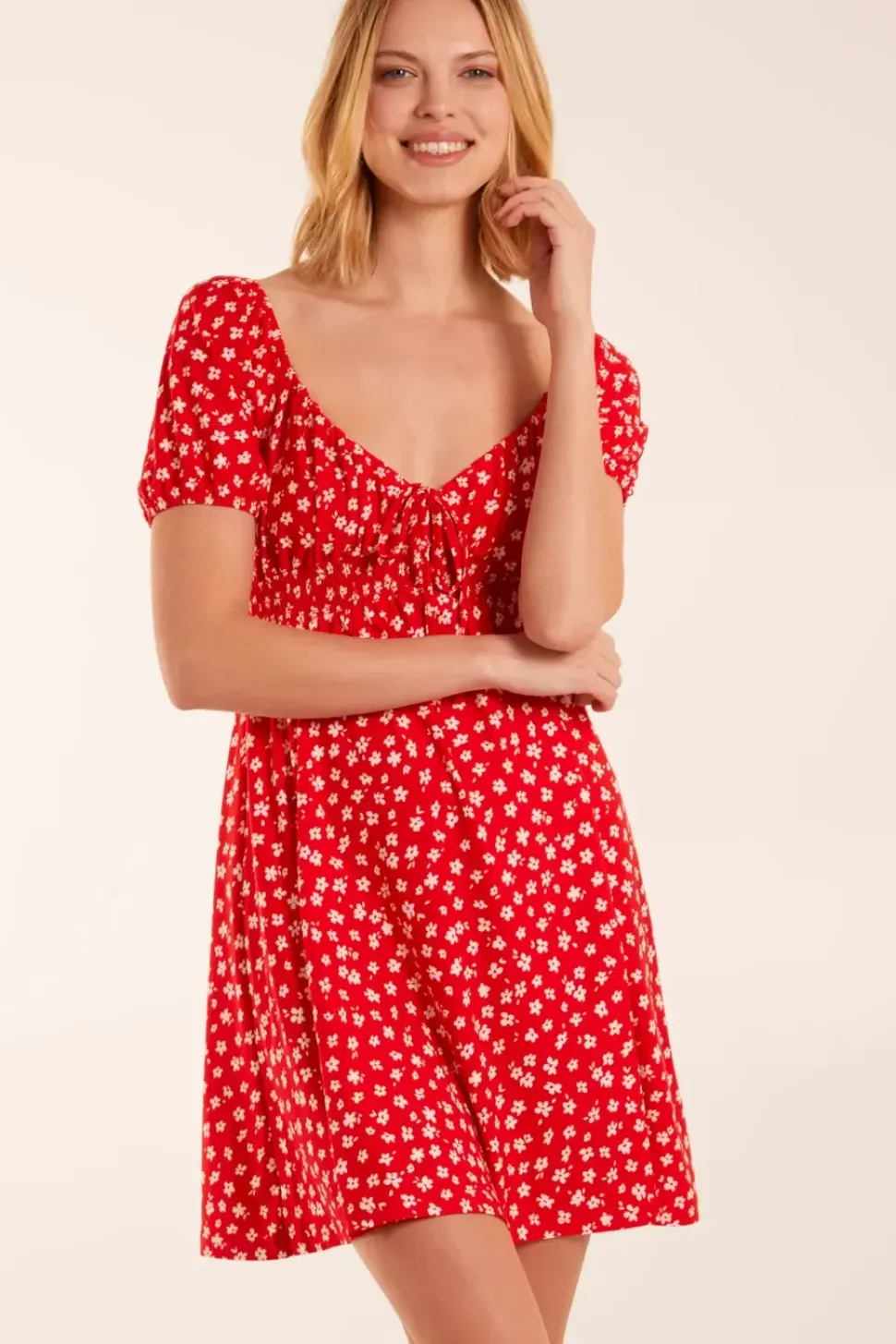 Sweetheart Neck Floral Mini Dress