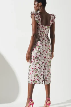 Sweetheart Neck Jacquard Dress