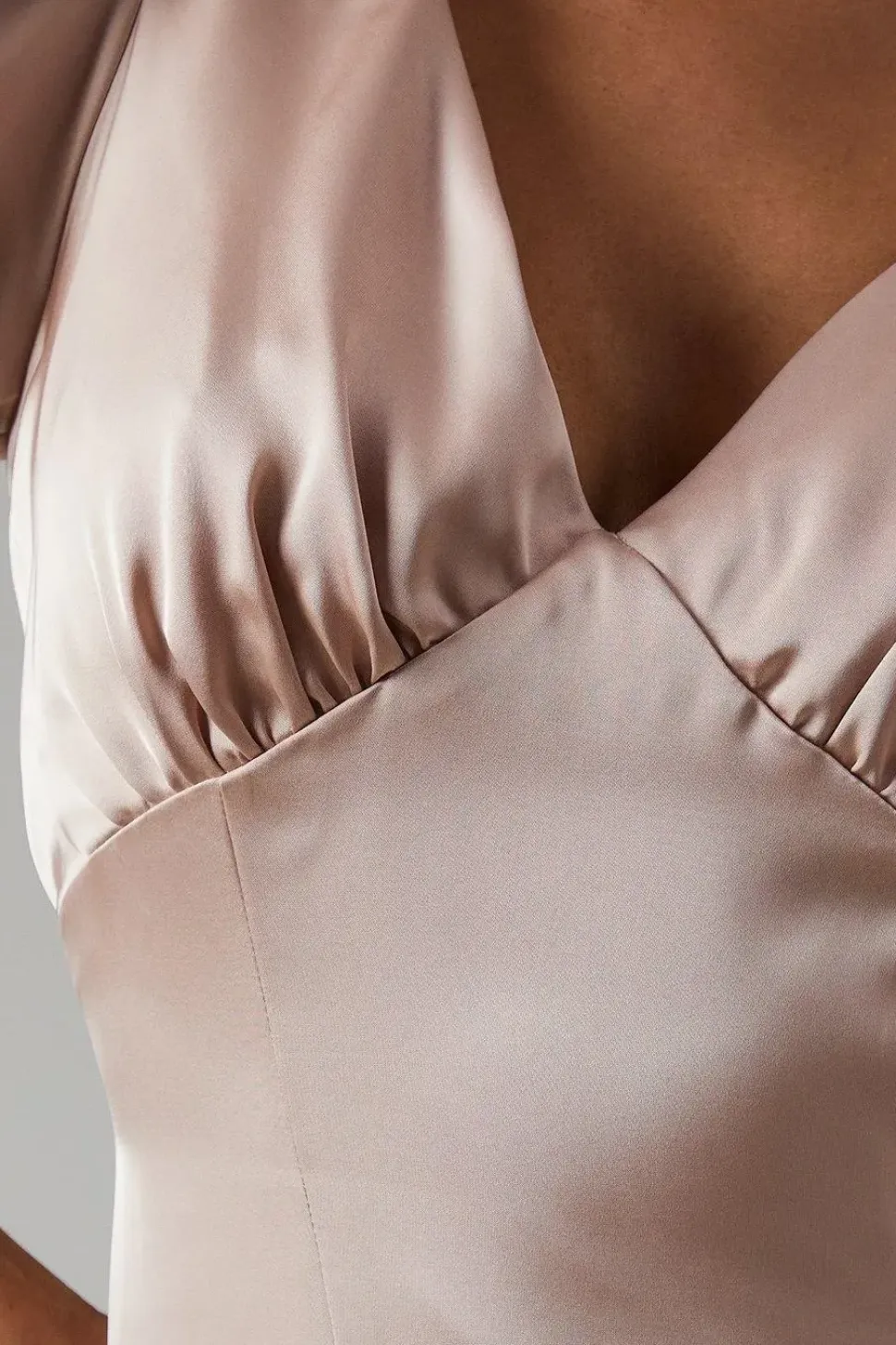 Sweetheart Neckline Puff Sleeve Satin Bridesmaid Maxi Dress