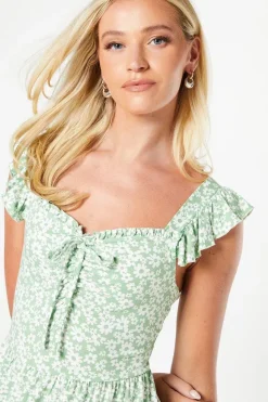 Sweetheart Neckline Ruched Front Midi Dress