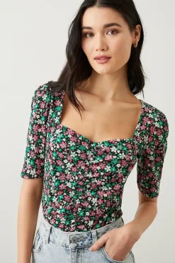 Sweetheart Ruched Body Short Sleeve Top