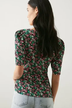 Sweetheart Ruched Body Short Sleeve Top