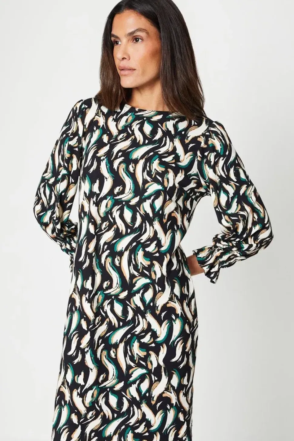 Swirl Print Jersey Shift Dress