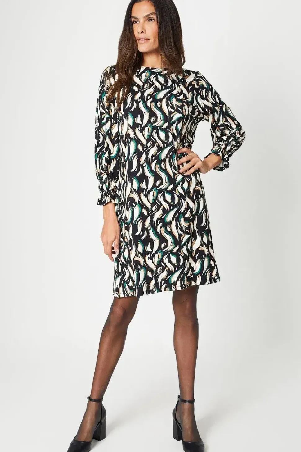 Swirl Print Jersey Shift Dress