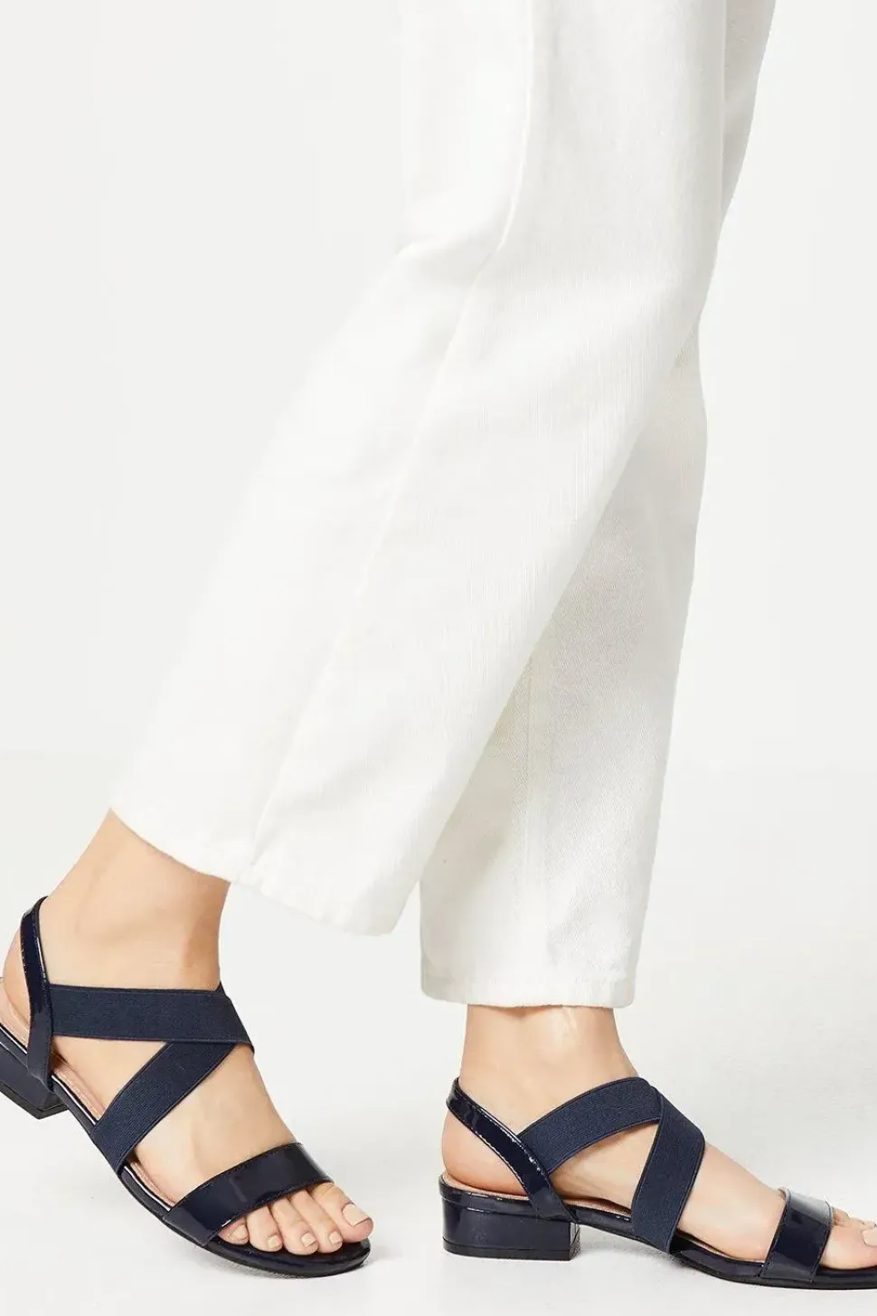 Sydney Elastic Cross Strap Low Heel Sandals