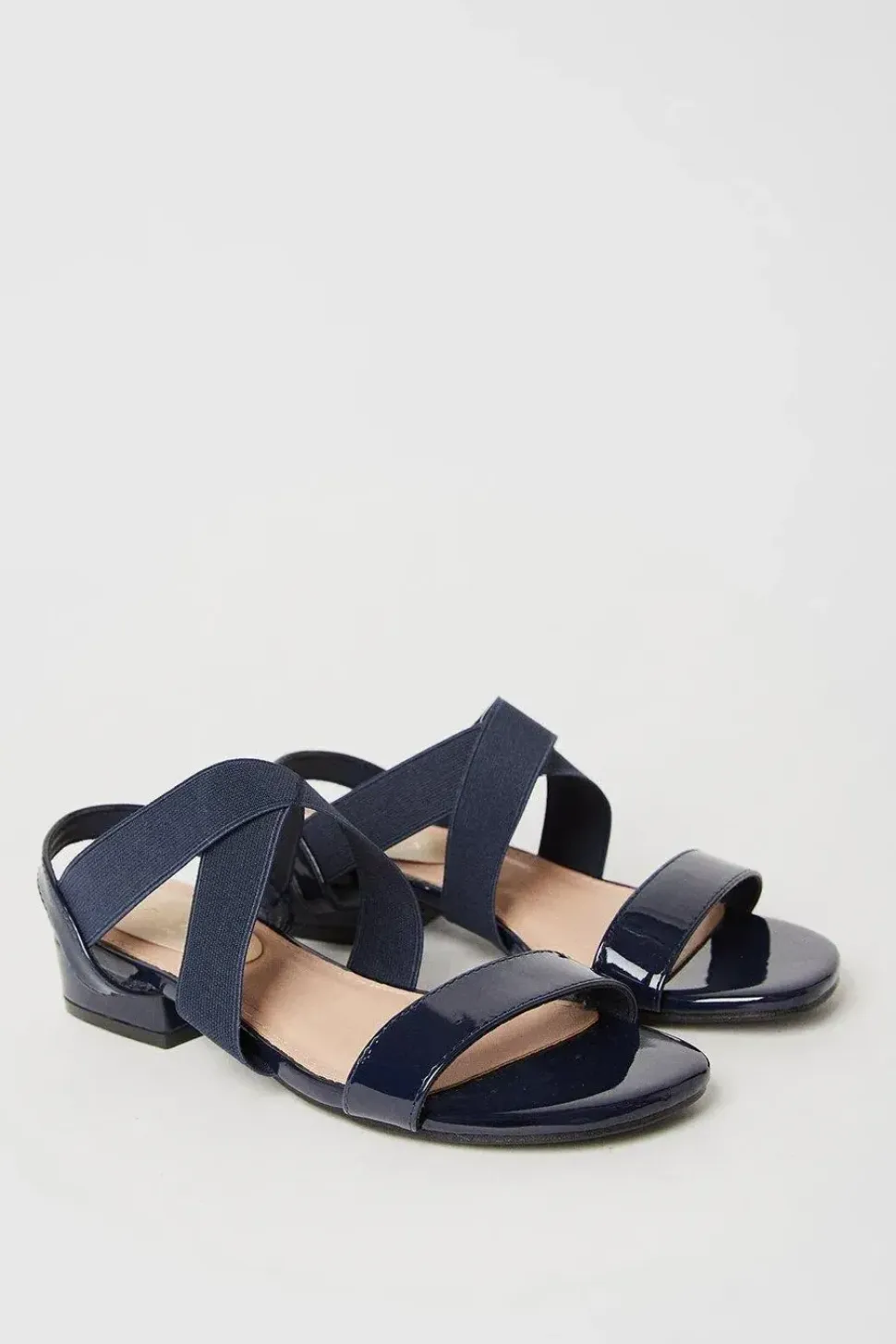 Sydney Elastic Cross Strap Low Heel Sandals
