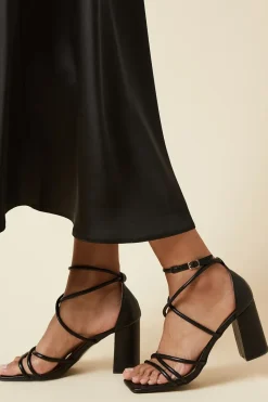 Sylvie Cross Strap High Block Heeled Sandals