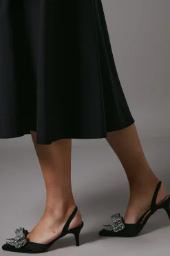Sylvie Jewelled Bow Satin Slingback Court Shoes