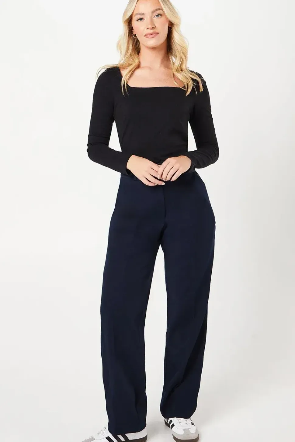 Tab Belted Straight Leg Trouser