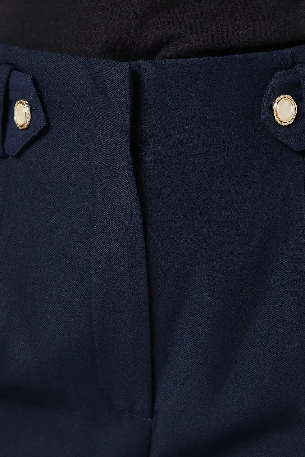 Tab Belted Straight Leg Trouser