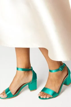Tabitha Satin Low Block Heeled Sandals