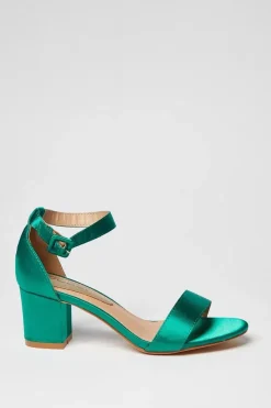 Tabitha Satin Low Block Heeled Sandals