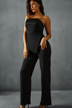 Tailored Bandeau Panel Detail Straight Leg Jumpsuit
