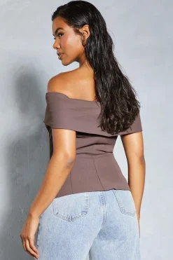 Tailored Bardot Sleeveless Blazer Top