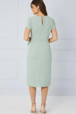 Tailored Crepe Ruffle Pencil Dress