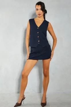 Tailored Linen Look Waistcoat