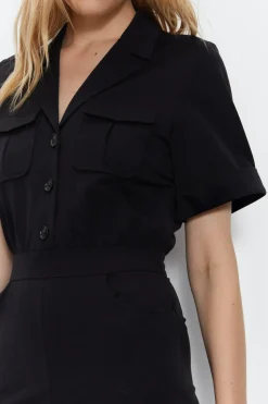 Tailored Utility Detail Mini Shirt Dress