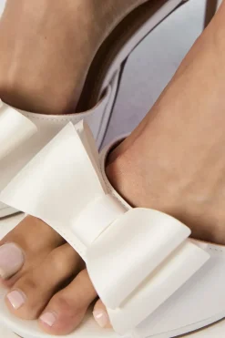 Tala Bridal Satin Structured Bow High Heel Platform Sandals