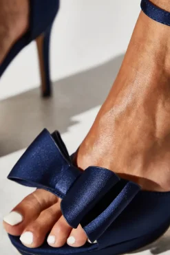 Tala Satin Structured Bow High Heel Platform Sandals