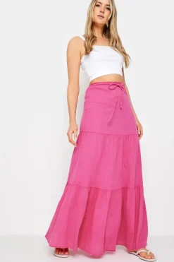 Tall Acid Wash Tiered Maxi Skirt