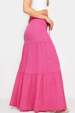 Tall Acid Wash Tiered Maxi Skirt