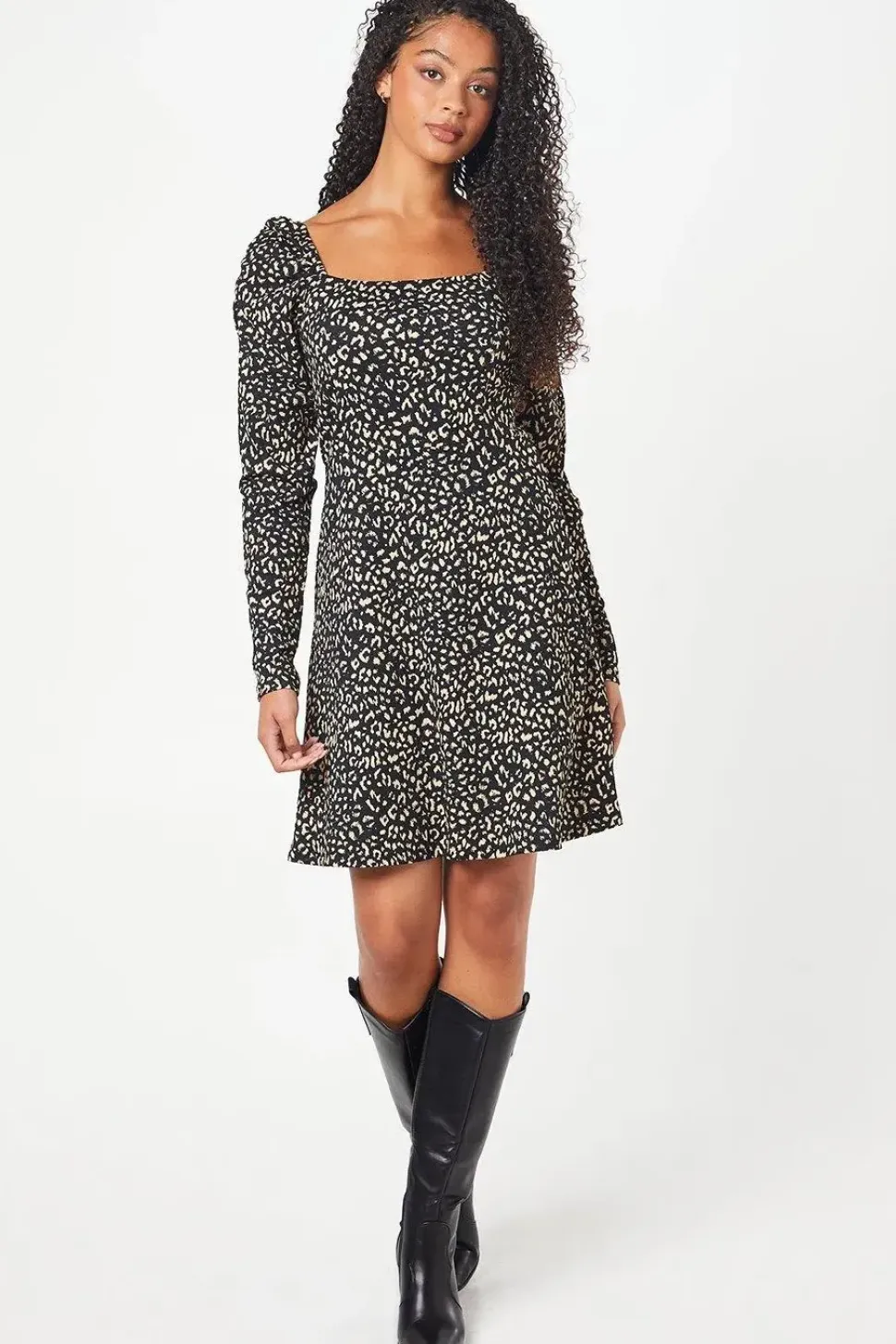 Tall Animal Print Square Neck Mini Dress