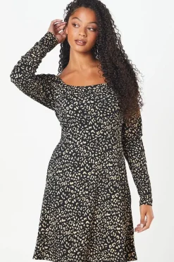 Tall Animal Print Square Neck Mini Dress