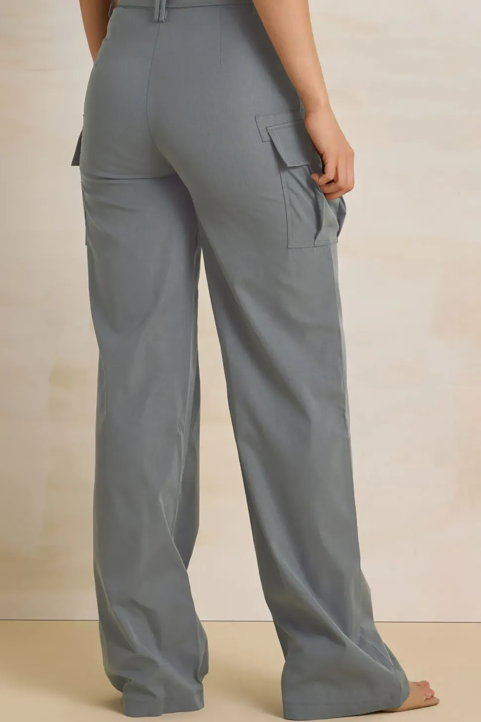Tall Belted Wide Leg Cargo Trousers