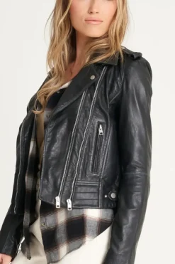 Tall Beppe Washed Leather Biker Jacket