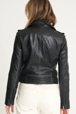 Tall Beppe Washed Leather Biker Jacket