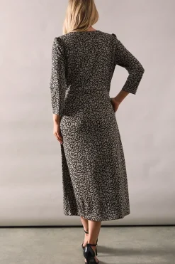 Tall Black Animal Jacquard Ponte Midi Dress 1
