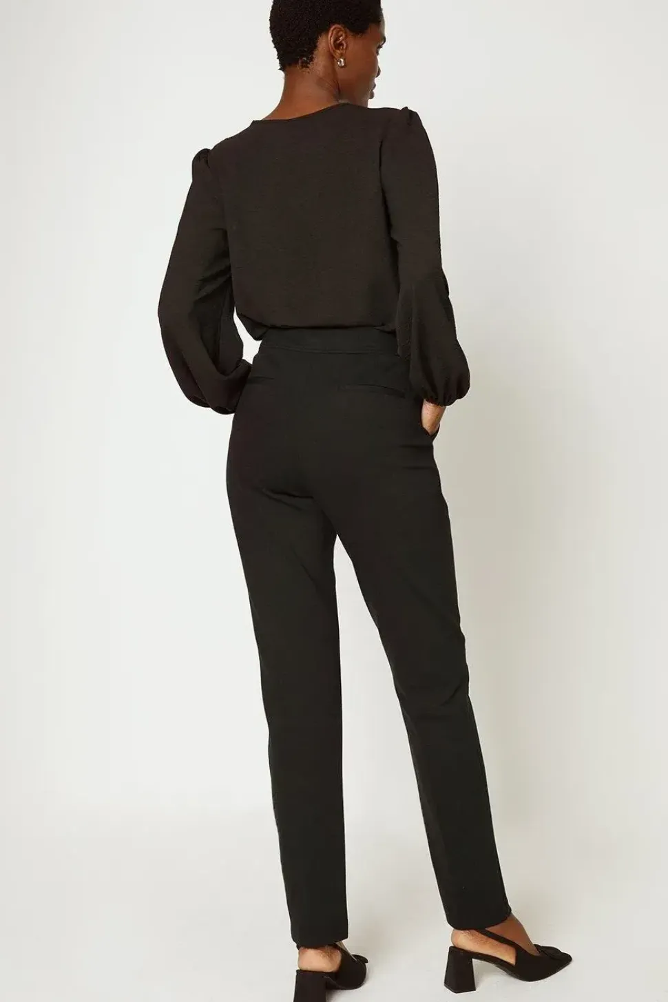 Tall Black Ponte Tapered Trouser