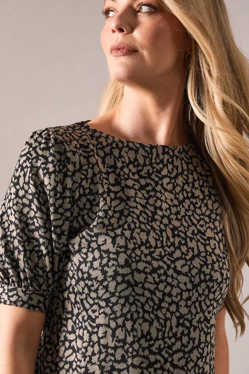 Tall Black Short Sleeve Jacquard Ponte Shift Dress