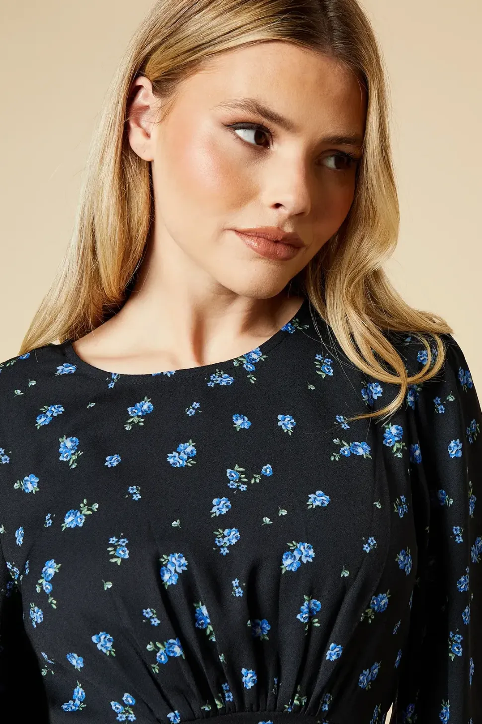 Tall Blue Ditsy Floral Tea Blouse