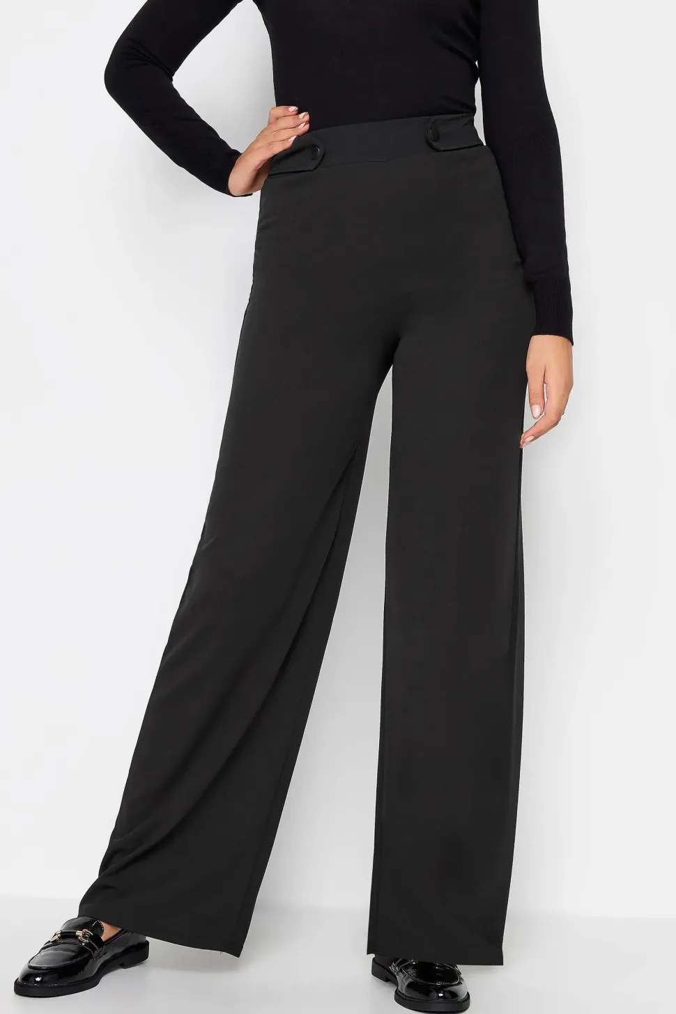 Tall Button Wide Leg Trousers