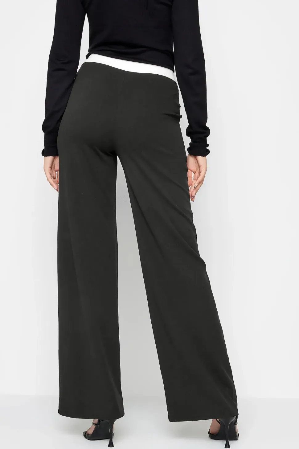Tall Contrast Waistband Wide Leg Trousers