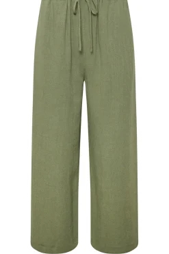 Tall Cropped Wide Leg Linen Trousers