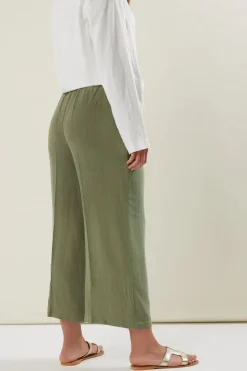 Tall Cropped Wide Leg Linen Trousers