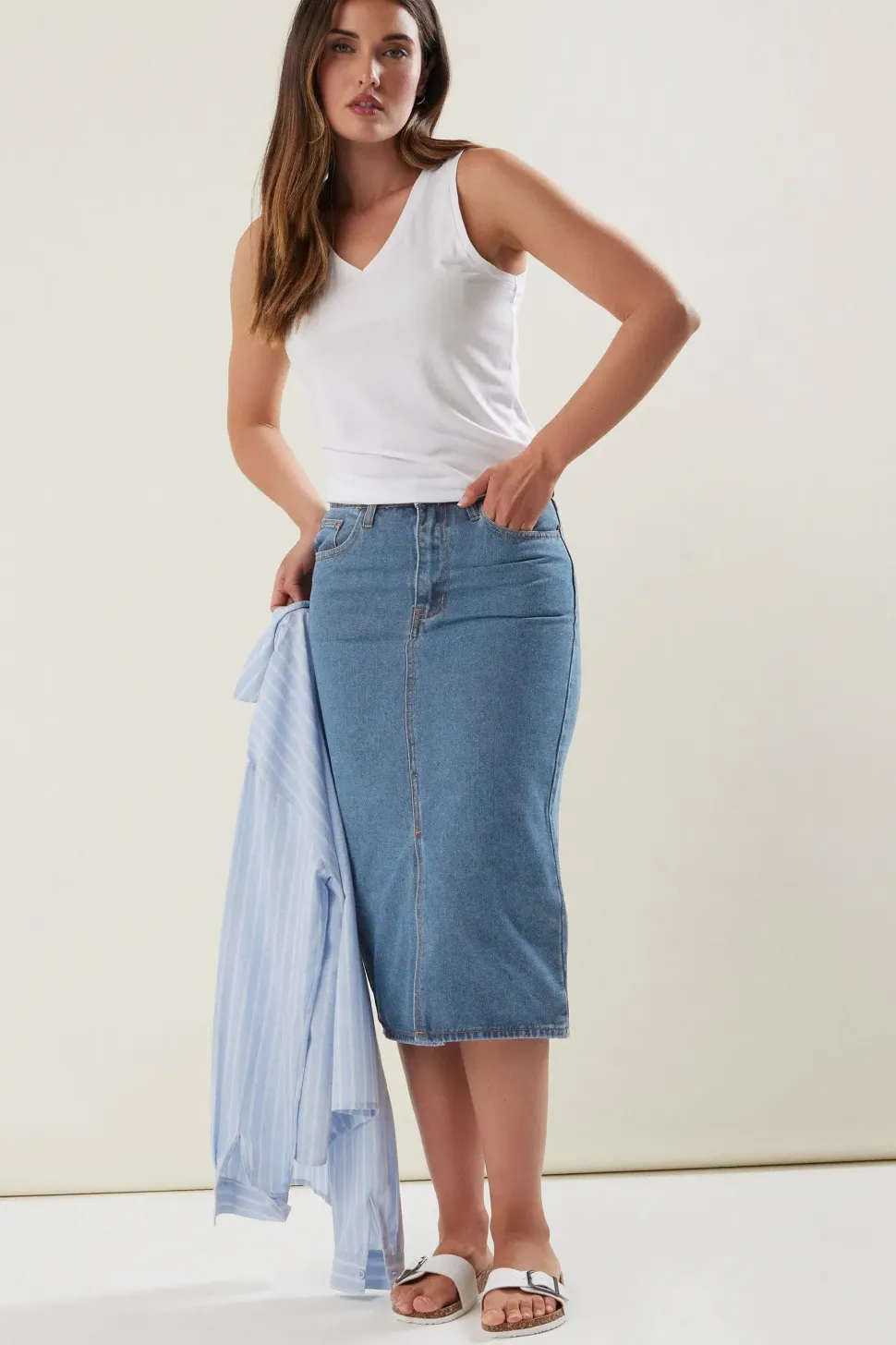 Tall Denim Midi Skirt