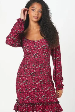 Tall Ditsy Floral Ruffle Hem Mini Dress