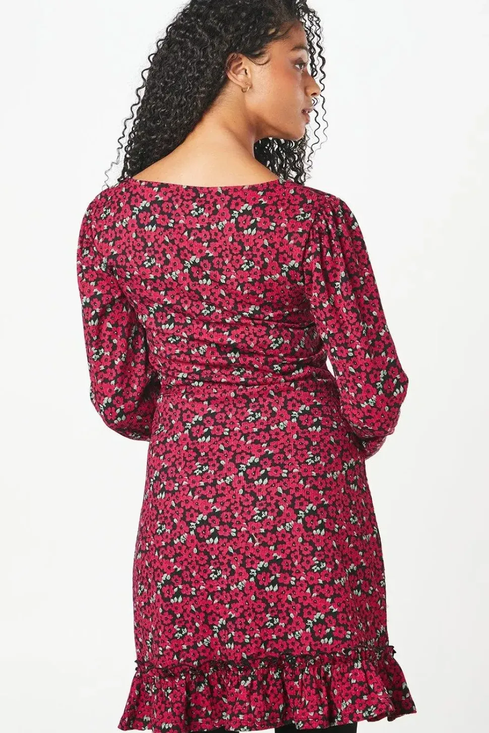 Tall Ditsy Floral Ruffle Hem Mini Dress