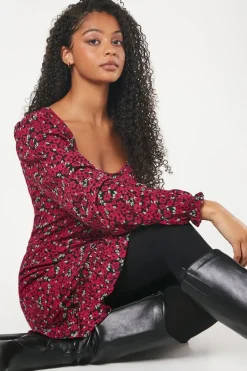 Tall Ditsy Floral Ruffle Hem Mini Dress