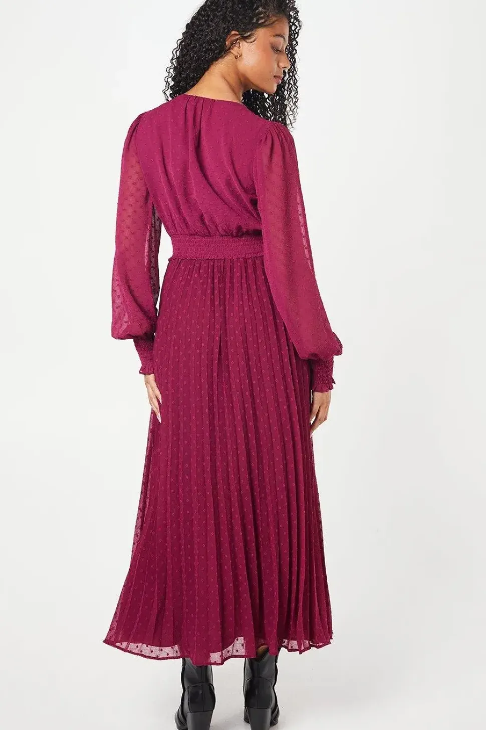 Tall Dobby Chiffon Wrap Midi Dress
