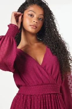 Tall Dobby Chiffon Wrap Midi Dress