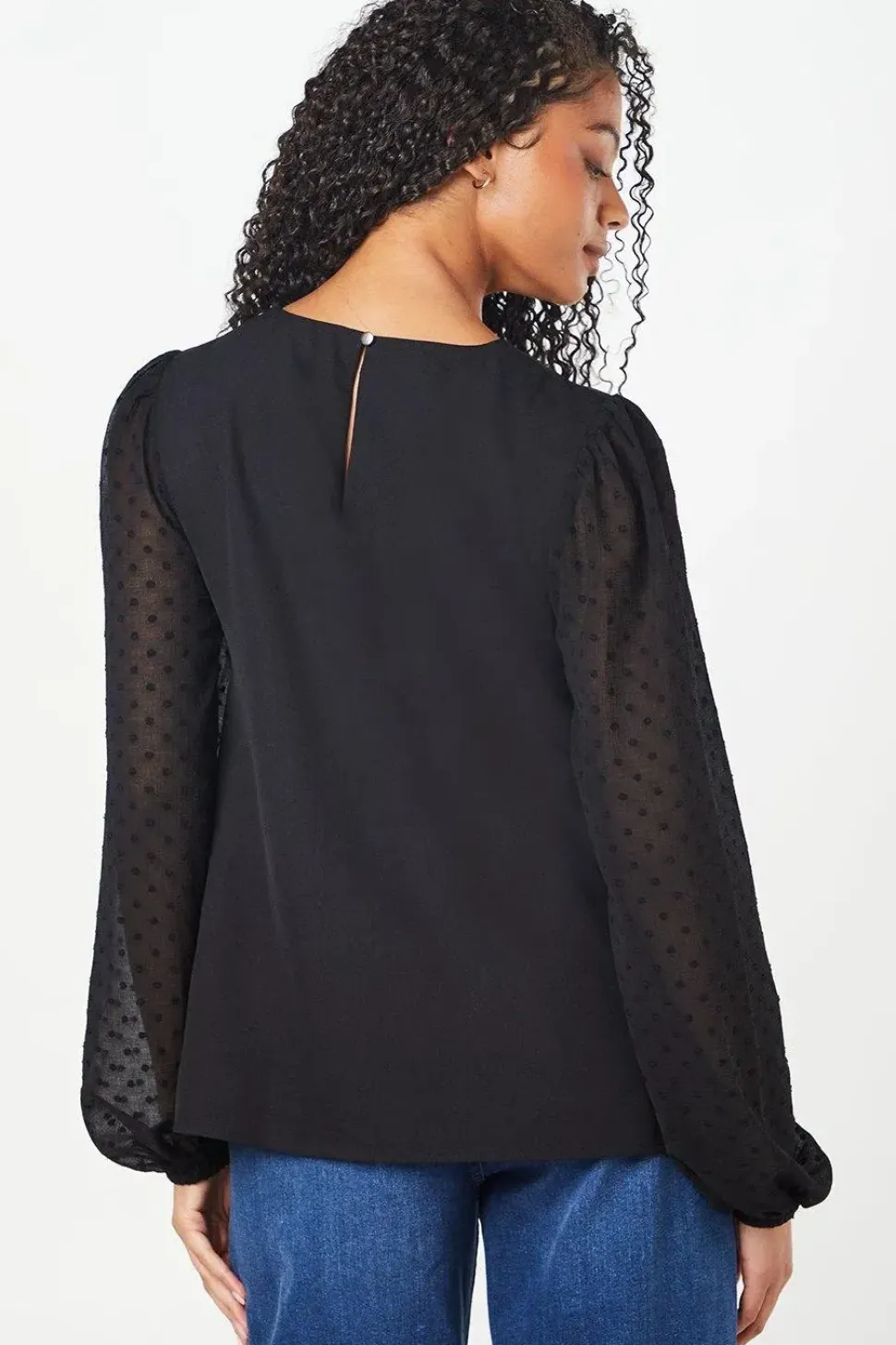 Tall Dobby Contrast Sleeve Blouse