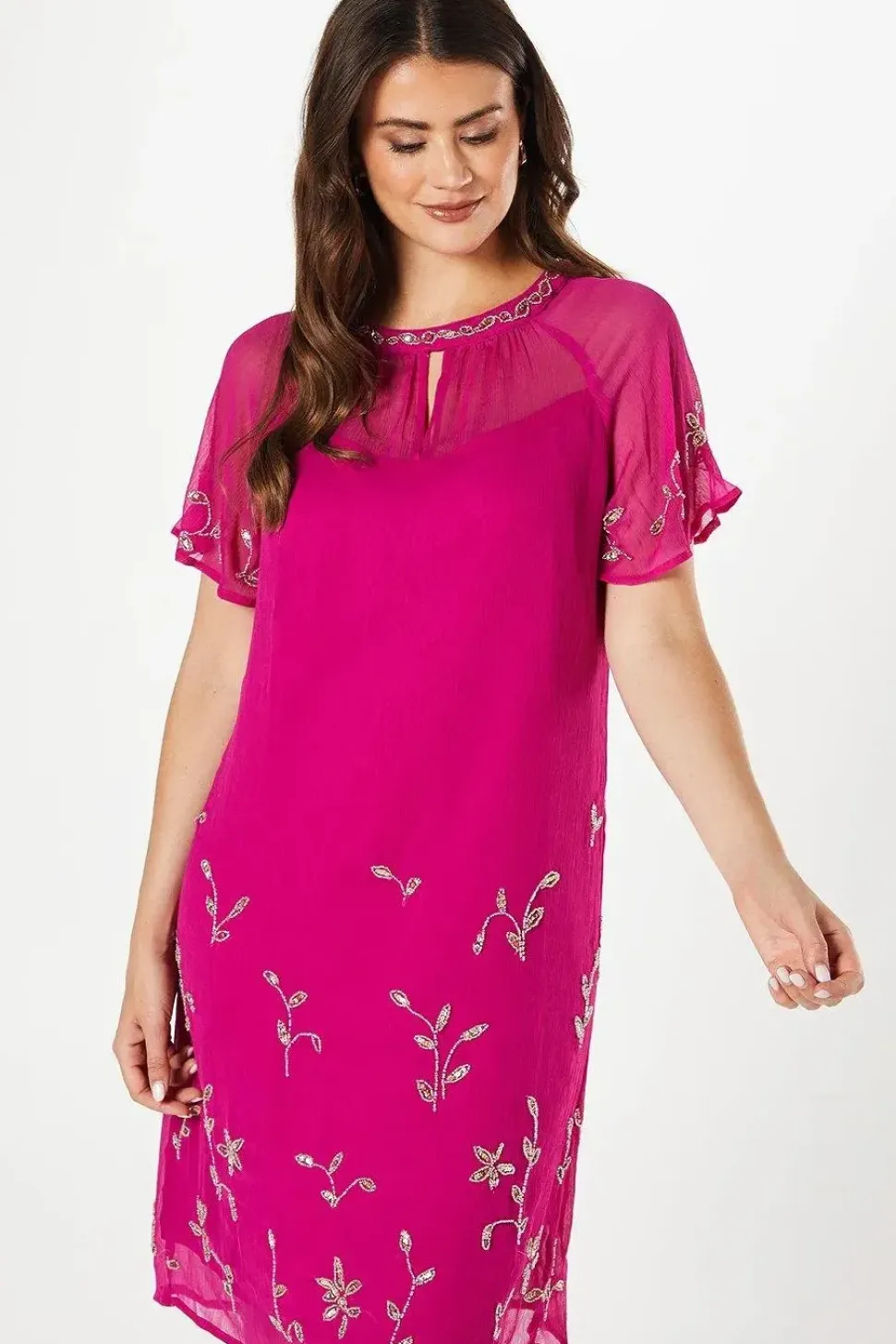 Tall Embellished Short Sleeve Shift Dress
