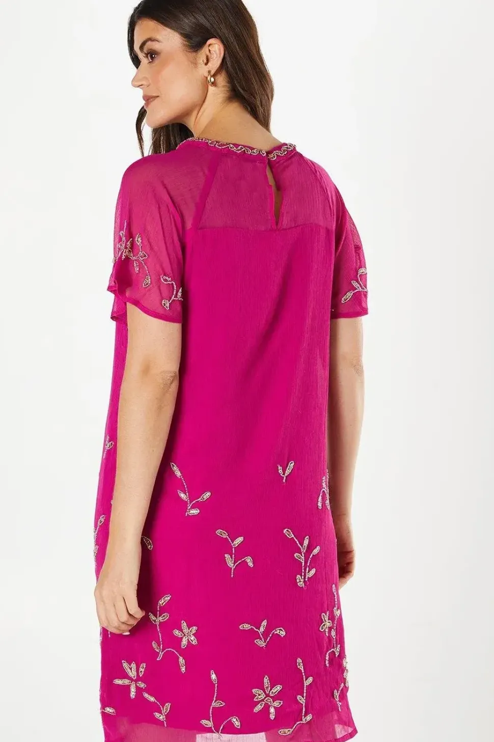 Tall Embellished Short Sleeve Shift Dress