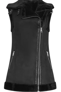Tall Faux Fur Trim Aviator Gilet