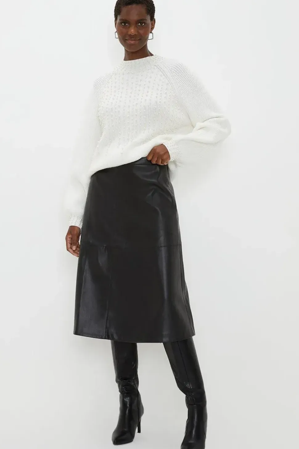 Tall Faux Leather A Line Skirt