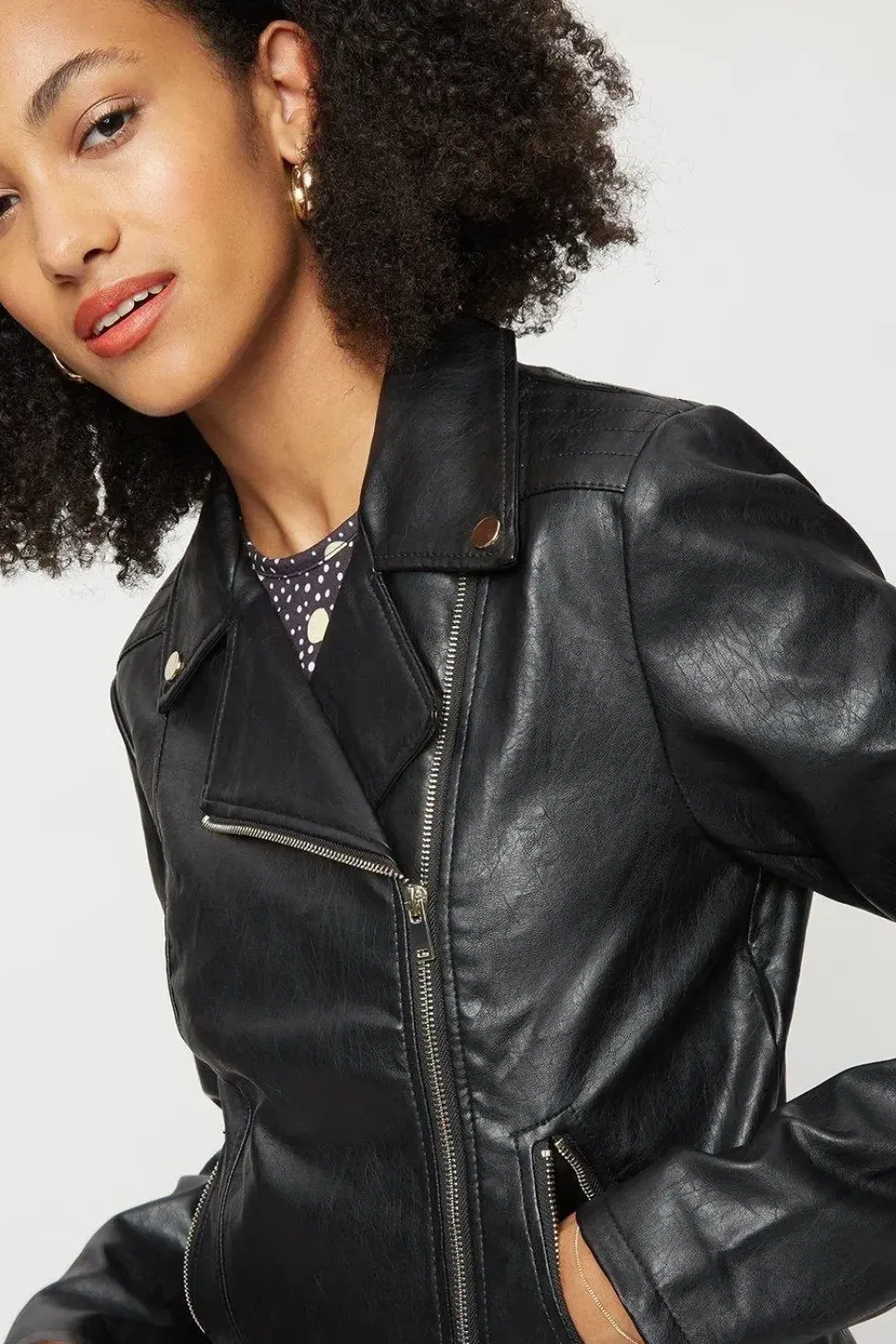 Tall Faux Leather Biker
